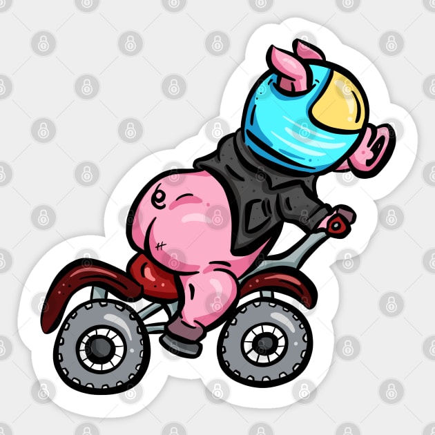 Biker Piggy Pink Pig on A Motorbike Sticker by Squeeb Creative